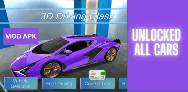 3d driving class mod apk all cars 