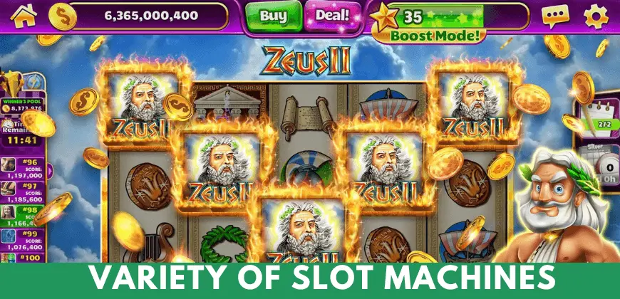 showing variety of slot machines